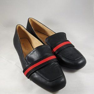 BAMBOO Striped Black Flat Loafers Size 6 EU 36